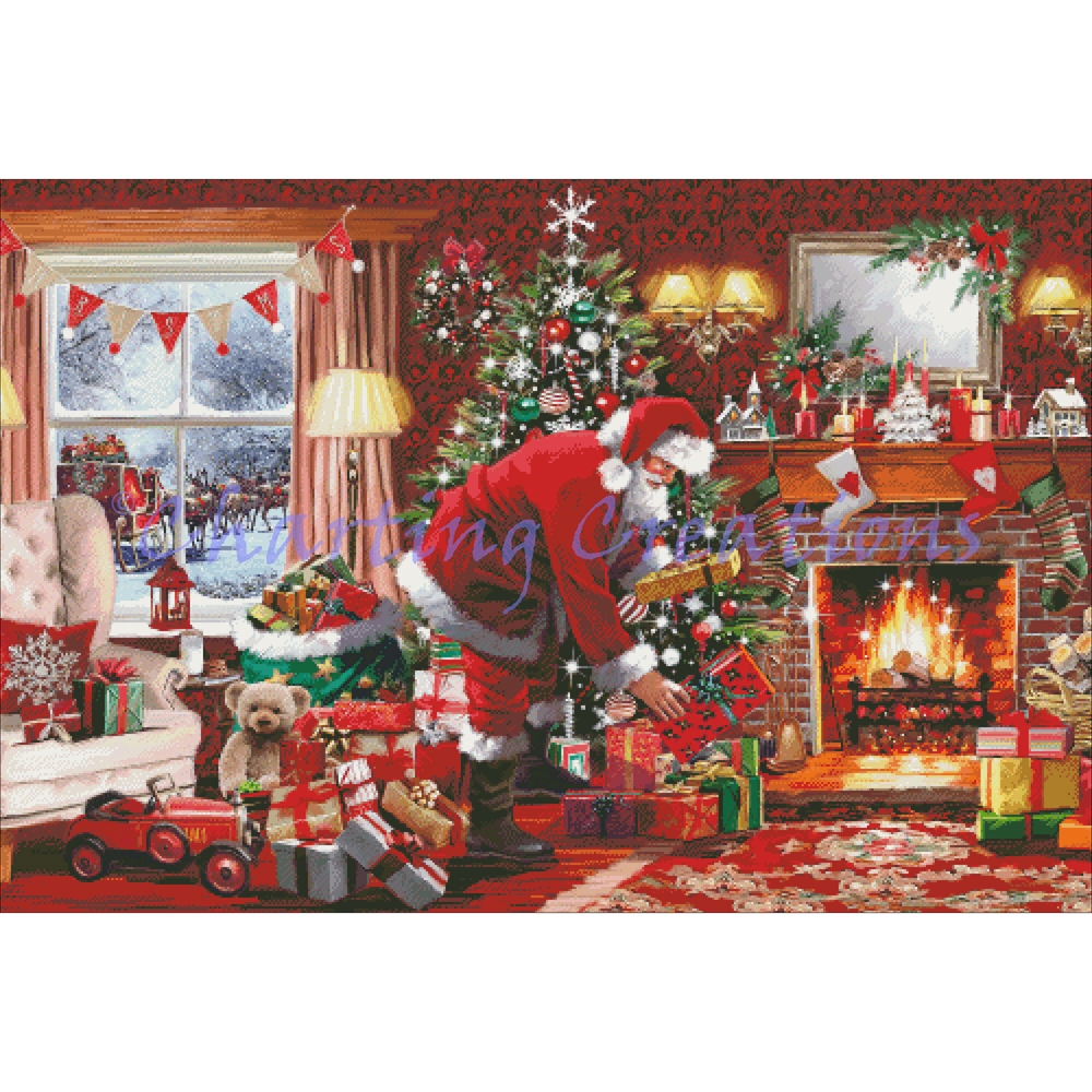 Santa By Fireplace